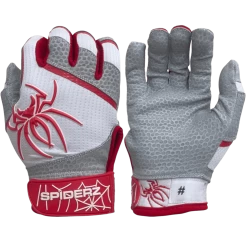 2022 Spiderz PRO Model Batting Gloves: White/Red