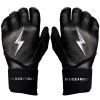 Bruce Bolt PREMIUM PRO Chrome Series Long Cuff Batting Gloves: Black -Passion Baseball BLACKLONG