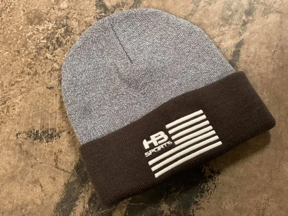 HB Sports American Flag Logo Two-Tone Cuff Beanies: Graphite 3 HB Sports American Flag Logo Two-Tone Cuff Beanies: Graphite