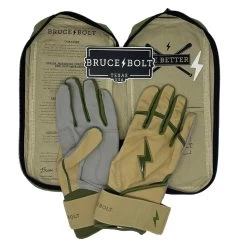 Bruce Bolt Premium Pro Military Series Long Cuff Batting Gloves: Beige -Passion Baseball IMG 0884
