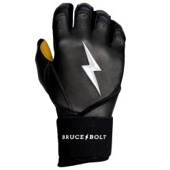 Bruce Bolt PREMIUM PRO Long Cuff Batting Gloves: Black -Passion Baseball LC BLKG RIGHT