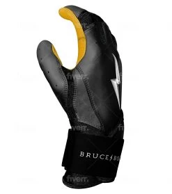 Bruce Bolt PREMIUM PRO Long Cuff Batting Gloves: Black -Passion Baseball LC BLKG SIDE
