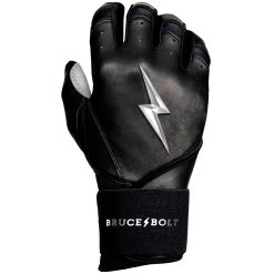 Bruce Bolt PREMIUM PRO Chrome Series Long Cuff Batting Gloves: Black -Passion Baseball LC CHRB RIGHT