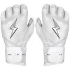 Bruce Bolt PREMIUM PRO Chrome Series Long Cuff Batting Gloves: White -Passion Baseball LC CHRW HERO