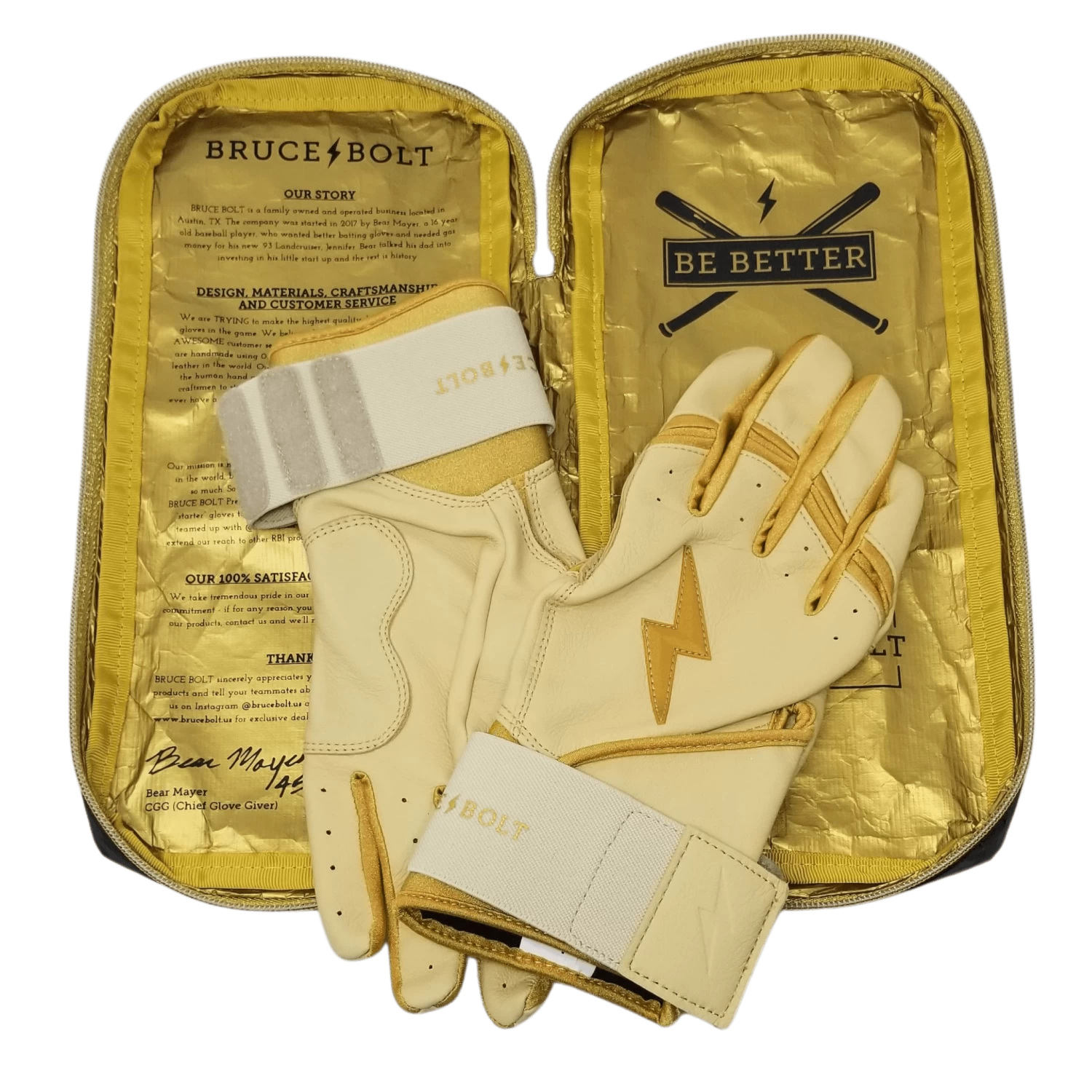 Bruce Bolt PREMIUM PRO Gold Series Batting Gloves: Long Cuff 5 Bruce Bolt PREMIUM PRO Gold Series Batting Gloves: Long Cuff - Image 3