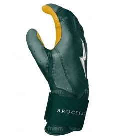 Bruce Bolt PREMIUM PRO Long Cuff Batting Gloves: Green -Passion Baseball LC GRNG SIDE