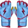 Bruce Bolt PREMIUM PRO BADER Series Long Cuff Batting Gloves: Baby Blue -Passion Baseball LC HBB HERO