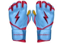 Bruce Bolt PREMIUM PRO BADER Series Long Cuff Batting Gloves: Baby Blue