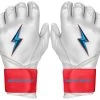 Bruce Bolt PREMIUM PRO BRINSON Series Long Cuff Batting Gloves: White -Passion Baseball LC LBW HERO