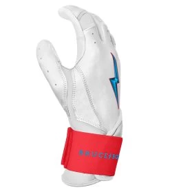 Bruce Bolt PREMIUM PRO BRINSON Series Long Cuff Batting Gloves: White -Passion Baseball LC LBW SIDE
