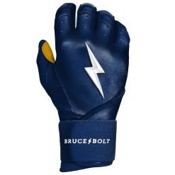 Bruce Bolt PREMIUM PRO Long Cuff Batting Gloves: Navy -Passion Baseball LC NVYG RIGHT