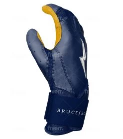 Bruce Bolt PREMIUM PRO Long Cuff Batting Gloves: Navy -Passion Baseball LC NVYG SIDE