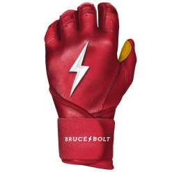Bruce Bolt PREMIUM PRO Long Cuff Batting Gloves: Red 10 Bruce Bolt PREMIUM PRO Long Cuff Batting Gloves: Red -Passion Baseball LC REDG LEFT