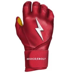 Bruce Bolt PREMIUM PRO Long Cuff Batting Gloves: Red 12 Bruce Bolt PREMIUM PRO Long Cuff Batting Gloves: Red -Passion Baseball LC REDG RIGHT