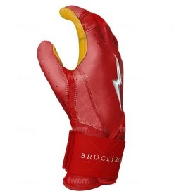 Bruce Bolt PREMIUM PRO Long Cuff Batting Gloves: Red 13 Bruce Bolt PREMIUM PRO Long Cuff Batting Gloves: Red -Passion Baseball LC REDG SIDE
