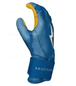 Bruce Bolt PREMIUM PRO Long Cuff Batting Gloves: Royal -Passion Baseball LC ROYG SIDE