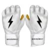 Bruce Bolt PREMIUM PRO Long Cuff Batting Gloves: White -Passion Baseball LC WHTG HERO
