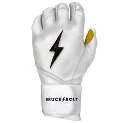Bruce Bolt PREMIUM PRO Long Cuff Batting Gloves: White -Passion Baseball LC WHTG LEFT