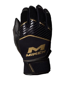 Miken Softball MK7X Adult Black And Gold Batting Gloves: MBGGLD-BLK -Passion Baseball MBGGLDblack3
