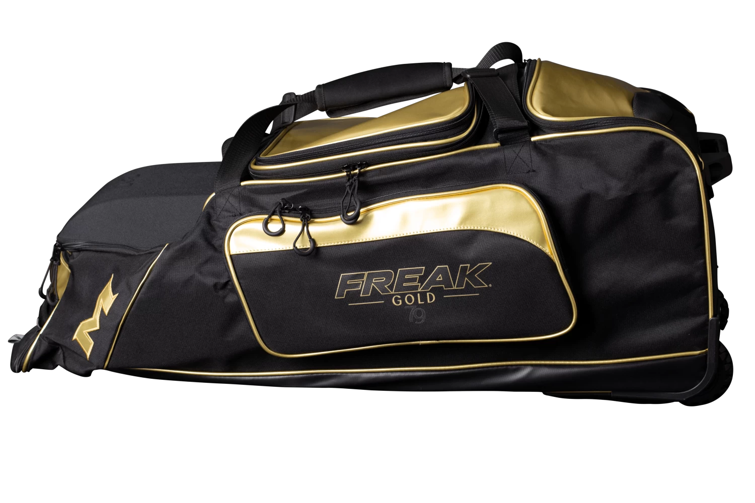 2022 Miken MK7X Championship Wheeled Roller Bag (Freak Gold Series): MKMK7X-CH-GLD 3 2022 Miken MK7X Championship Wheeled Roller Bag (Freak Gold Series): MKMK7X-CH-GLD