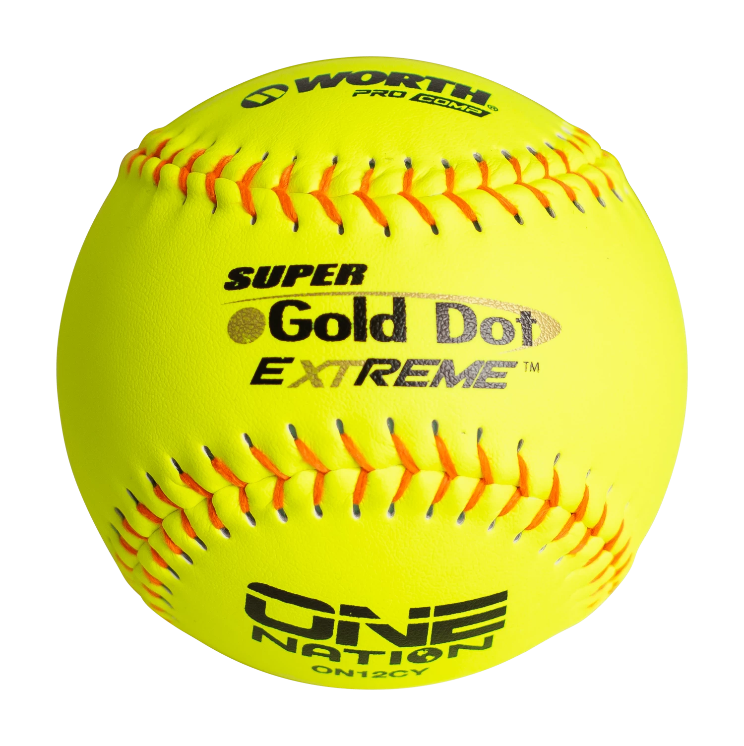 Worth 12" One Nation Super Gold Dot Extreme Slowpitch Softballs (One Dozen): ON12CY 3 Worth 12" One Nation Super Gold Dot Extreme Slowpitch Softballs (One Dozen): ON12CY