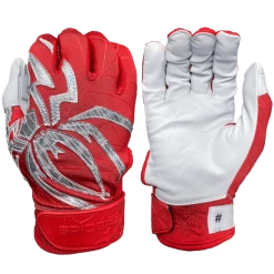 2022 Spiderz PRIZM Batting Gloves: Red/Silver