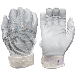 2022 Spiderz PRIZM Batting Gloves: White/Silver