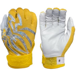 2022 Spiderz PRIZM Batting Gloves: Yellow/Silver