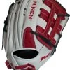 Miken Pro Series 13.5″ Slow Pitch Fielding Glove – White/Scarlet/Navy: PRO135WSN -Passion Baseball PRO135WSN Slowpitch Softball Glove