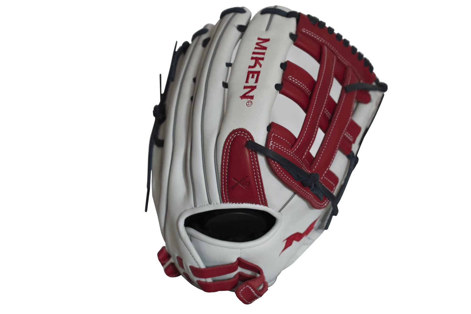Miken Pro Series 13.5″ Slow Pitch Fielding Glove – White/Scarlet/Navy: PRO135WSN 4 Miken Pro Series 13.5″ Slow Pitch Fielding Glove – White/Scarlet/Navy: PRO135WSN - Image 2