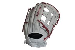 Miken Pro Series 13.5" Slow Pitch Fielding Glove - White/Scarlet: PRO135WS