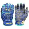 2021 Spiderz HYBRID Small Batch Batting Gloves: Royal/Turquoise/Yellow -Passion Baseball RoyalBlueYellowTurquoise