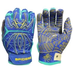 2021 Spiderz HYBRID Small Batch Batting Gloves: Royal/Turquoise/Yellow