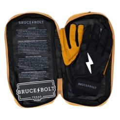 Bruce Bolt PREMIUM PRO Short Cuff Batting Gloves: Black -Passion Baseball SC BLKG BAG2