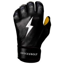 Bruce Bolt PREMIUM PRO Short Cuff Batting Gloves: Black -Passion Baseball SC BLKG LEFT