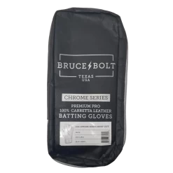 Bruce Bolt PREMIUM PRO Chrome Series Short Cuff Batting Gloves: White -Passion Baseball SC CHRW BAG