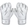 Bruce Bolt PREMIUM PRO Chrome Series Short Cuff Batting Gloves: White -Passion Baseball SC CHRW HERO