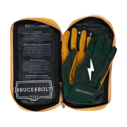 Bruce Bolt PREMIUM PRO Short Cuff Batting Gloves: GREEN -Passion Baseball SC GRNG BAG2