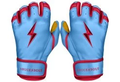 Bruce Bolt PREMIUM PRO BADER Series Short Cuff Batting Gloves: Baby Blue