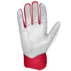 Bruce Bolt PREMIUM PRO BADER Series Short Cuff Batting Gloves: White -Passion Baseball SC HBW PALM