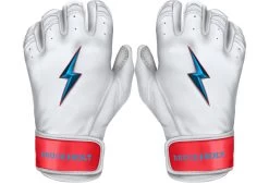 Bruce Bolt PREMIUM PRO BRINSON Series Short Cuff Batting Gloves: White
