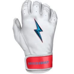 Bruce Bolt PREMIUM PRO BRINSON Series Short Cuff Batting Gloves: White -Passion Baseball SC LBW RIGHT