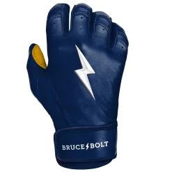 Bruce Bolt PREMIUM PRO Short Cuff Batting Gloves: Navy -Passion Baseball SC NVYG RIGHT
