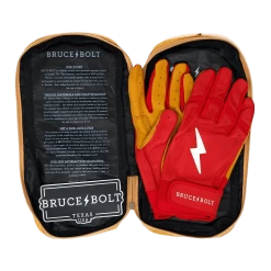 Bruce Bolt PREMIUM PRO Short Cuff Batting Gloves: Red -Passion Baseball SC REDG BAG2