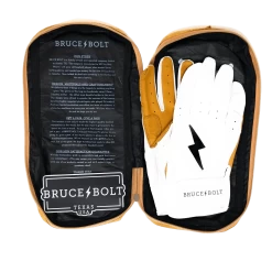 Bruce Bolt PREMIUM PRO Short Cuff Batting Gloves: White 16 Bruce Bolt PREMIUM PRO Short Cuff Batting Gloves: White -Passion Baseball SC WHTG BAG2