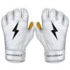 Bruce Bolt PREMIUM PRO Short Cuff Batting Gloves: White -Passion Baseball SC WHTG HERO