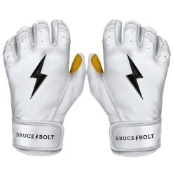 Bruce Bolt PREMIUM PRO Short Cuff Batting Gloves: White