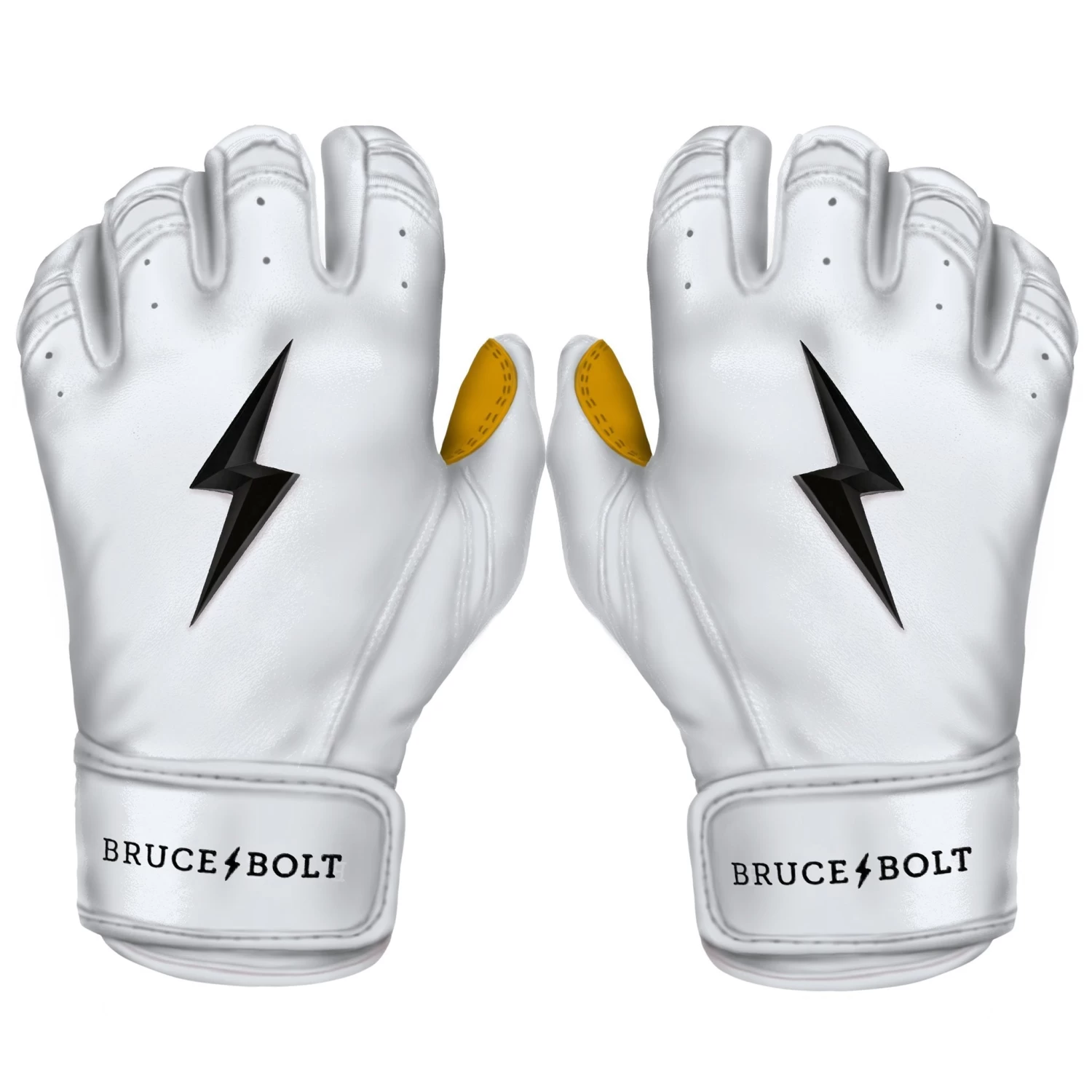 Bruce Bolt PREMIUM PRO Short Cuff Batting Gloves: White 3 Bruce Bolt PREMIUM PRO Short Cuff Batting Gloves: White