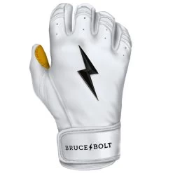 Bruce Bolt PREMIUM PRO Short Cuff Batting Gloves: White 19 Bruce Bolt PREMIUM PRO Short Cuff Batting Gloves: White -Passion Baseball SC WHTG RIGHT