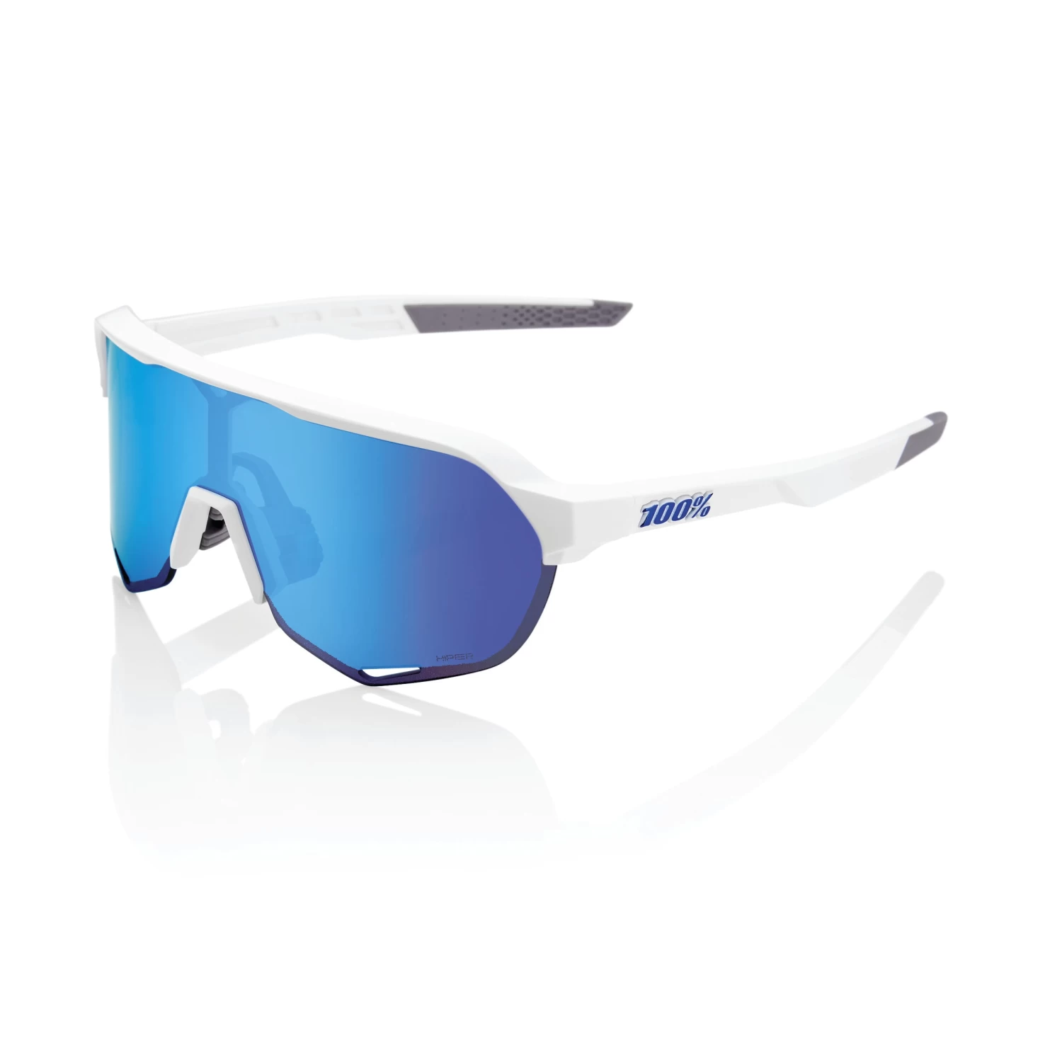100% S2 Sunglasses Matte White - HiPER Blue Multilayer Mirror Lens 3 100% S2 Sunglasses Matte White - HiPER Blue Multilayer Mirror Lens